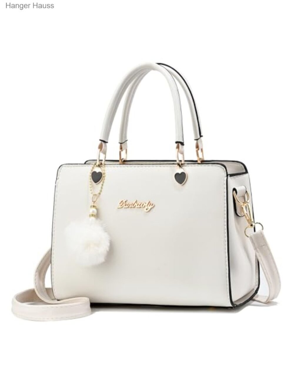 PU Leather Small Crossbody Satchel Shoulder Bag with Plush Ball Pendant